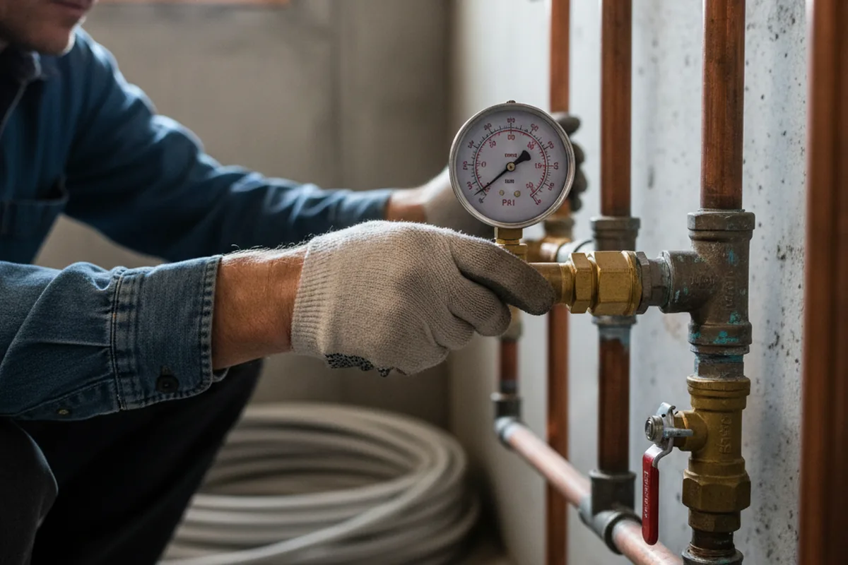 Pressure testing a repaired line during Water Line Repair in Shelocta